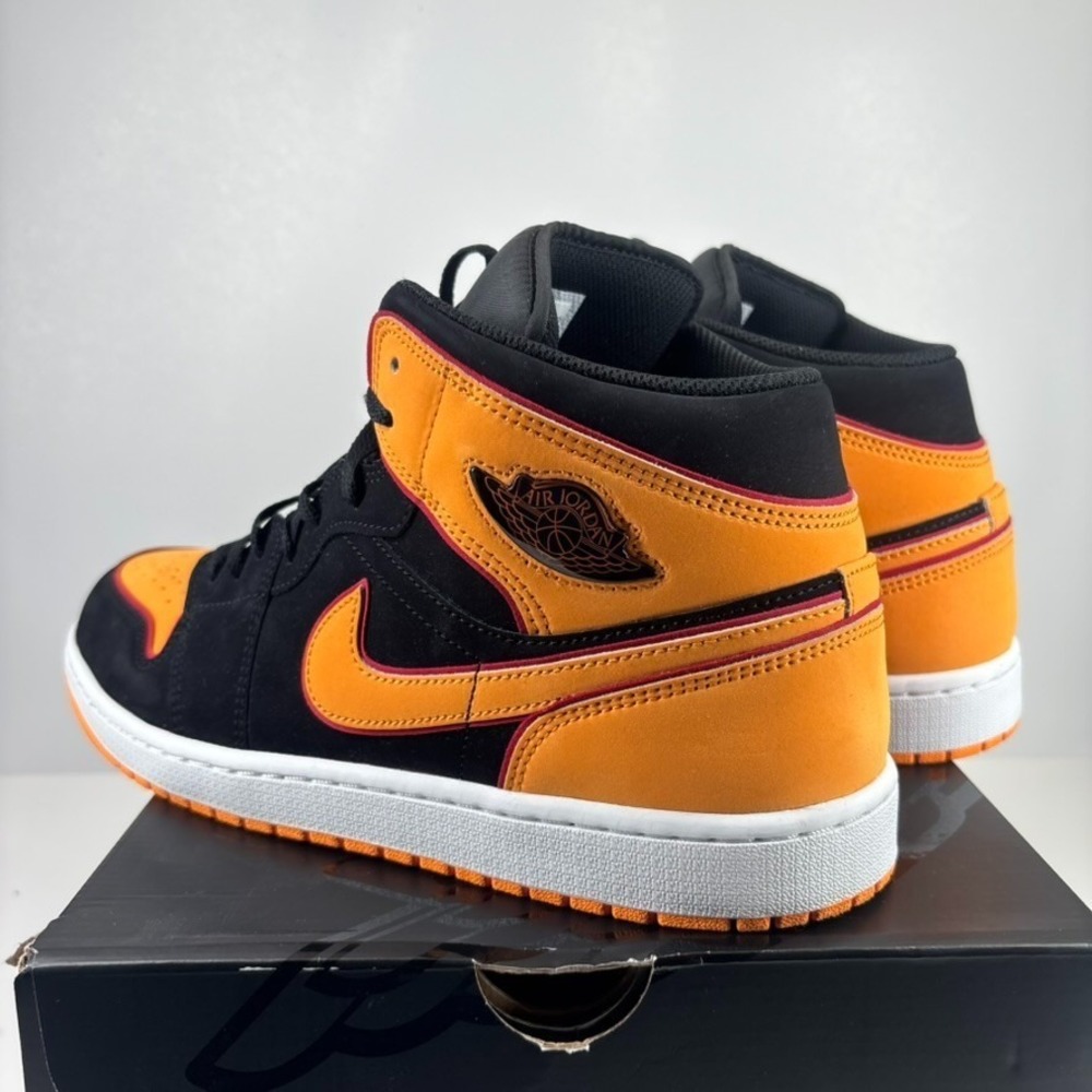 Nike Air Jordan 1 Mid SE Fat Tongue Men's US 13 Black/Vivid Orange FJ4923-008 - Picture 11 of 16